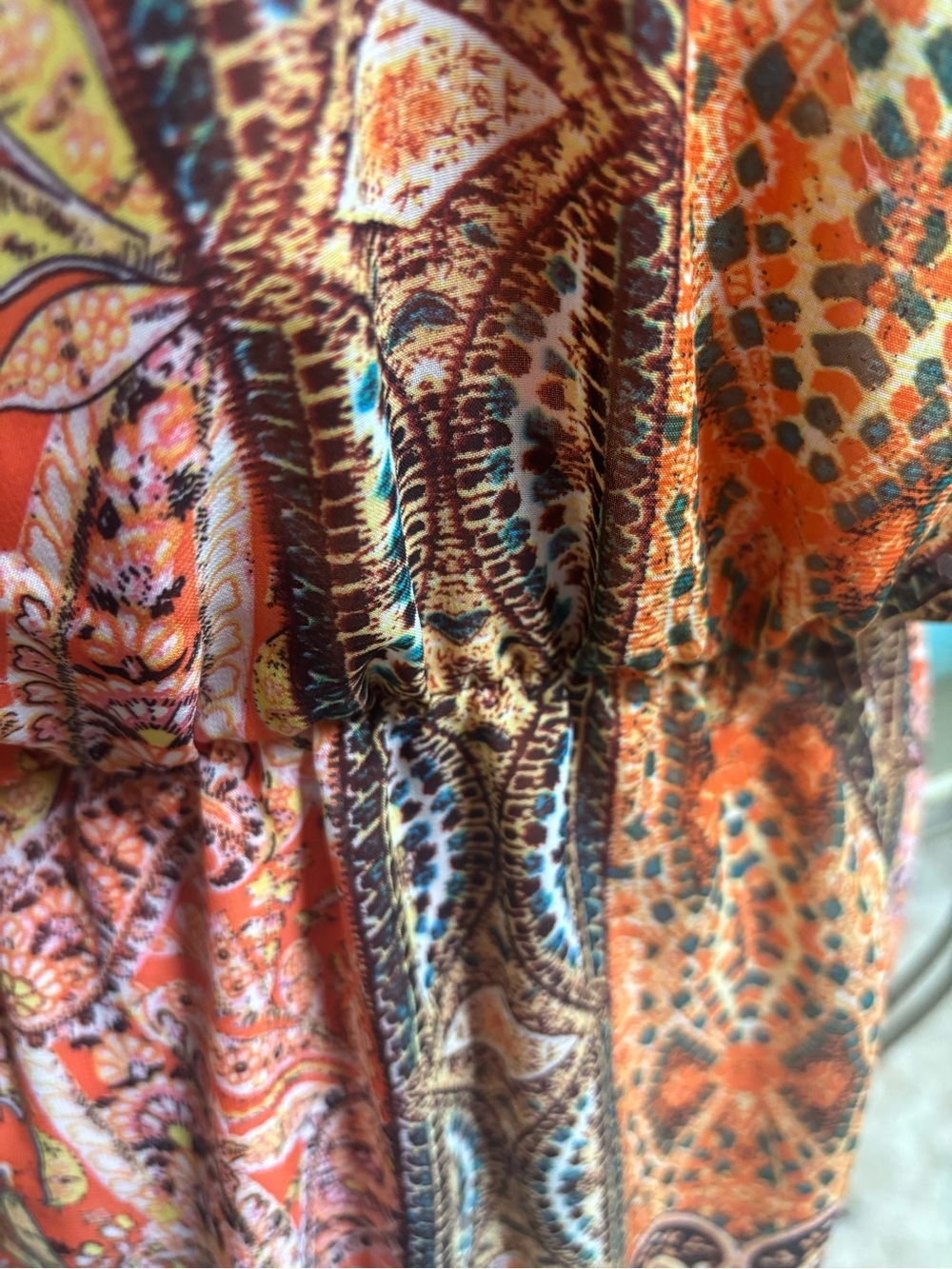 London Times Orange Multi-Print Paisley Halter Midi Dress Boho-Chic Size 8 - Picture 8 of 9